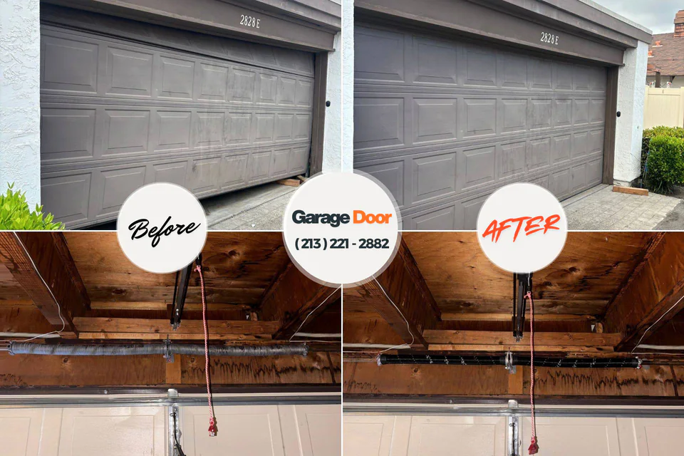 Before and after: garage door repair Athens, WI